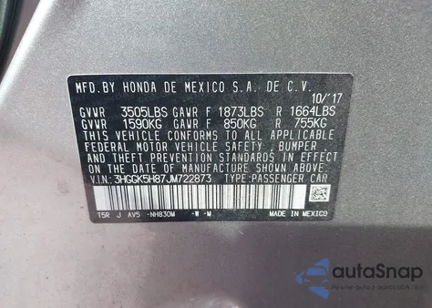 2018 Honda Fit Ex z USA, uszkodzony, nr VIN 3HGGK5H87JM722873